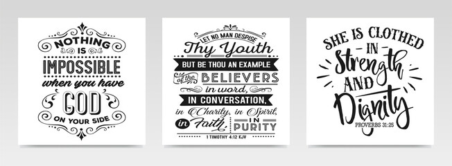 Faith quotes letter typography set illustration.