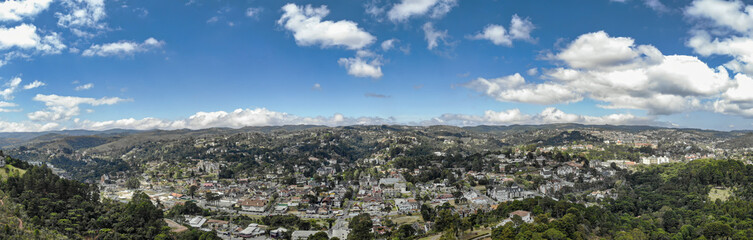 Fototapeta na wymiar Overview aerial of the city of Campos do Jordao. Important tourist site