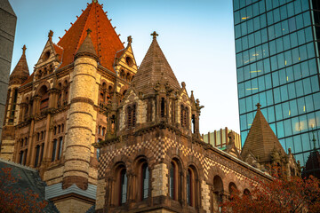 Fototapeta na wymiar An historic church in Boston's Copley Square