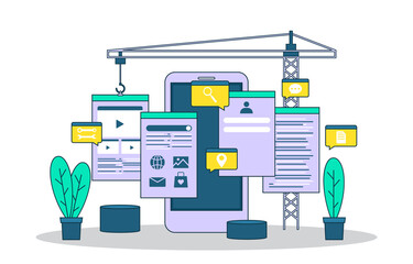 Smartphone Mobile App Development Process Flat Design Illustration