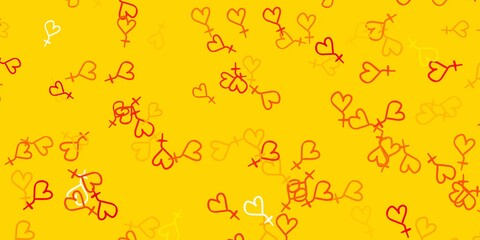 Light Red, Yellow vector template with businesswoman signs.