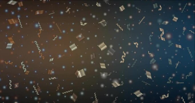 4K looping dark blue, yellow video footage in New Year style. Quality abstract video with colorful Christmas symbols. Slideshow for mobile apps. 4096 x 2160, 30 fps.