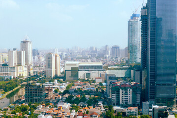 Obraz premium Jakarta city skyline with urban skyscrapers in the day