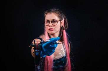 Skin master and a tattoo machine in his salon