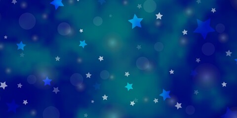 Light BLUE vector pattern with circles, stars.