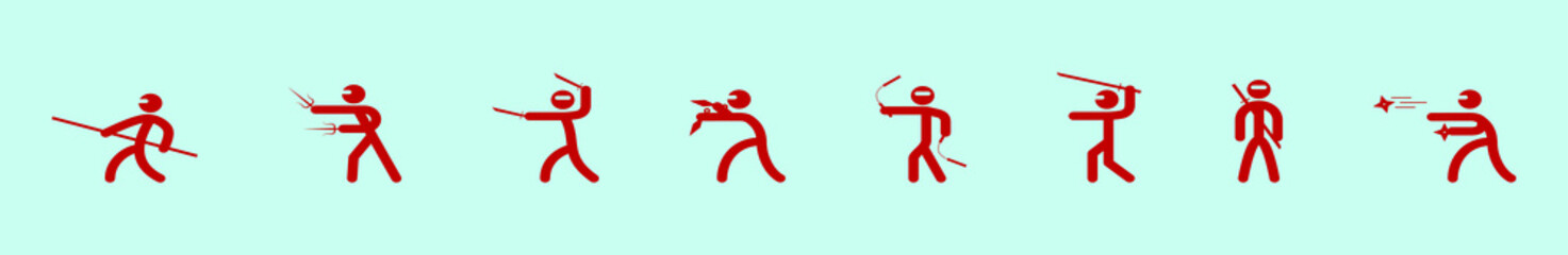 set of ninja and weapon icon design template with various models. isolated vector illustration on blue background © eny