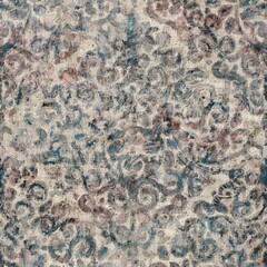 Chic formal grungy damask texture seamless pattern. High quality illustration. Ornate flourish baroque design in a trendy posh exotic style. Grainy fabric texture overlay.