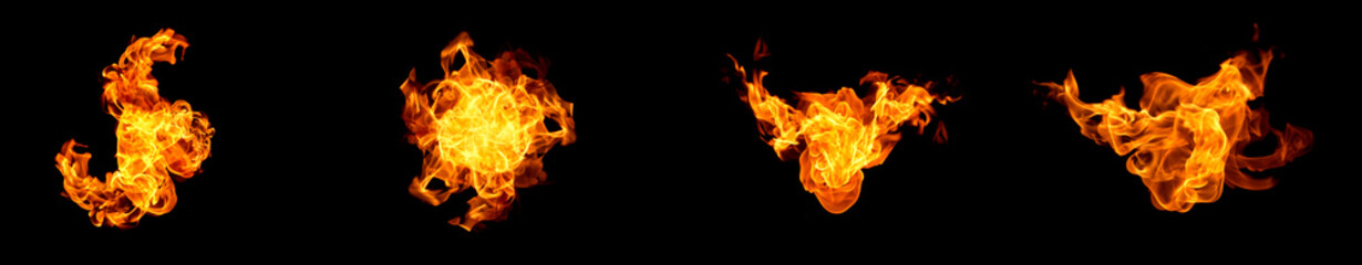 Fire flames on a black background