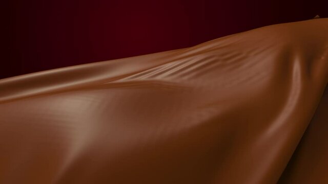 Loop animation of the silky chocolate, flowing by the wind, 3d rendering.