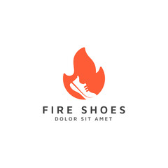 fire and shoes negative space logo design