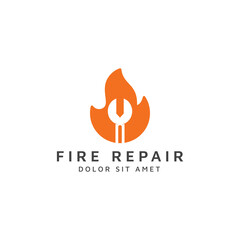 fire repair negative space logo design