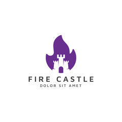 fire and castle negative space logo design