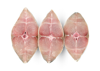 Spanish mackerel slice or spotted mackerels isolated on white background ,include clipping path...