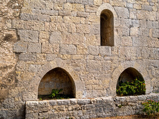 medieval stone church facade