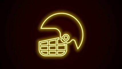Glowing neon line American football helmet icon isolated on black background. 4K Video motion graphic animation - Powered by Adobe
