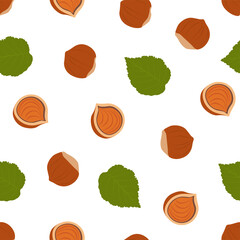 Hazelnut. Vector seamless pattern