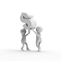 ドルマークを持ち上げる人