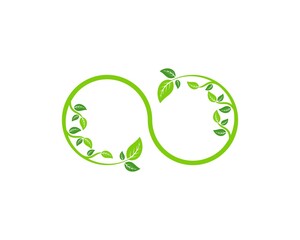 Infinity with green nature leaf
