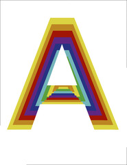 lines with the colors of the rainbow forming the letter A