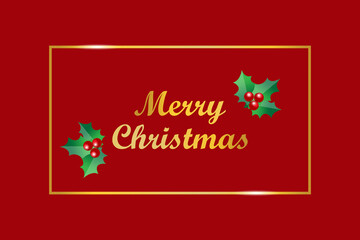 Red card merry christmas, great design for any purposes. Hand drawn. Vector text. Holiday banner happy new year. Christmas banner.