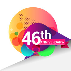 46th Anniversary logo, Colorful geometric background vector design template elements for your birthday celebration.