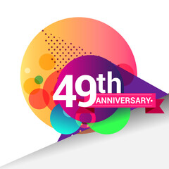 49th Anniversary logo, Colorful geometric background vector design template elements for your birthday celebration.