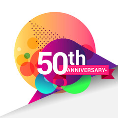 50th Anniversary logo, Colorful geometric background vector design template elements for your birthday celebration.