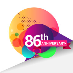86th Anniversary logo, Colorful geometric background vector design template elements for your birthday celebration.