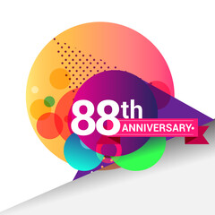 88th Anniversary logo, Colorful geometric background vector design template elements for your birthday celebration.