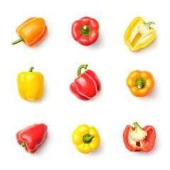 Collection of peppers isolated on white background