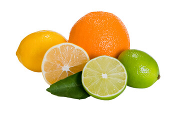 Fototapeta na wymiar Citrus fresh fruits, still life of orange, lemon and lime