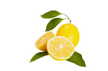 Citrus fresh fruits isolated, juicy ripe lemon still life