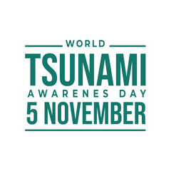 World Tsunami Awareness Day, 5 November. High tide waves conceptual illustration vector.