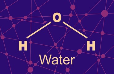 Water natural inorganic compound. Water molecular structure. Lines and dots connected background