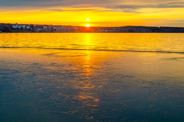 Sunrise over the sea in summer.