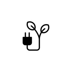 Green Energy Icon in black flat glyph, filled style isolated on white background