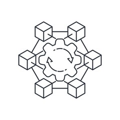 Update in the electronic database. Vector linear icon isolated on white background.