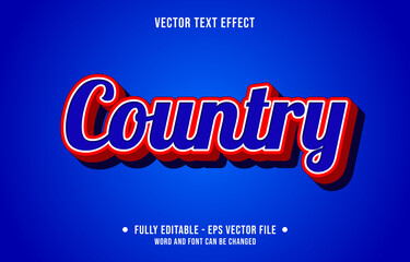 Editable text effect - Country Blue and red color
