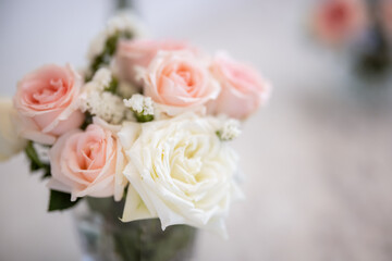 Blurred roses or flower in vase pastel, Love wedding or marriage background