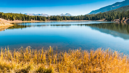 Andrews Lake With Sultan Mountain and Grand Turk, Andrews Lake State Wildlife Area, Colorado, USA