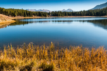 Andrews Lake With Sultan Mountain and Grand Turk, Andrews Lake State Wildlife Area, Colorado, USA