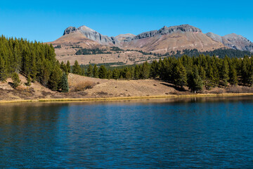 Andrews Lake With Turks Head Peak, Andrews Lake State Wildlife Area, Colorado, USA