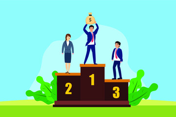 Obraz premium Business growth vector concept: Hand putting number 2021 on the graph shaped money coin