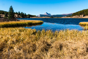 Andrews Lake With Engineer Mountain, Andrews Lake State Wildlife Area, Colorado, USA