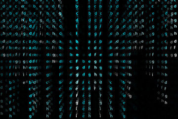 Matrix alphabet deep dimension blue color abstract text
