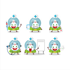 Doctor profession emoticon with snowball with snowman cartoon character