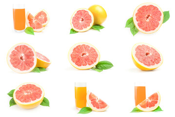 Set of pummelo close-up on white