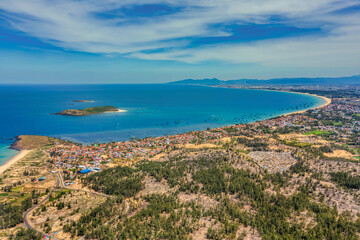 Aerial view of Xep beach, filming site 