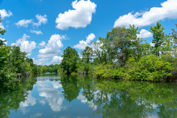 Fototapeta premium landscape with lake and clouds reflection