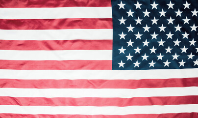 Fototapeta premium Close-up american flag, USA flag background with copy space. Top view